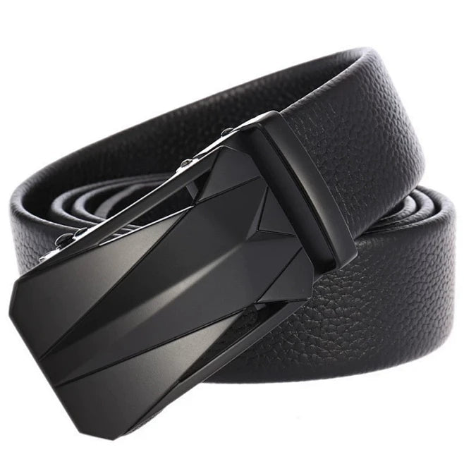 Men's No-Hole Automatic Belt - 35mm Full Grain Leather for Business & Travel